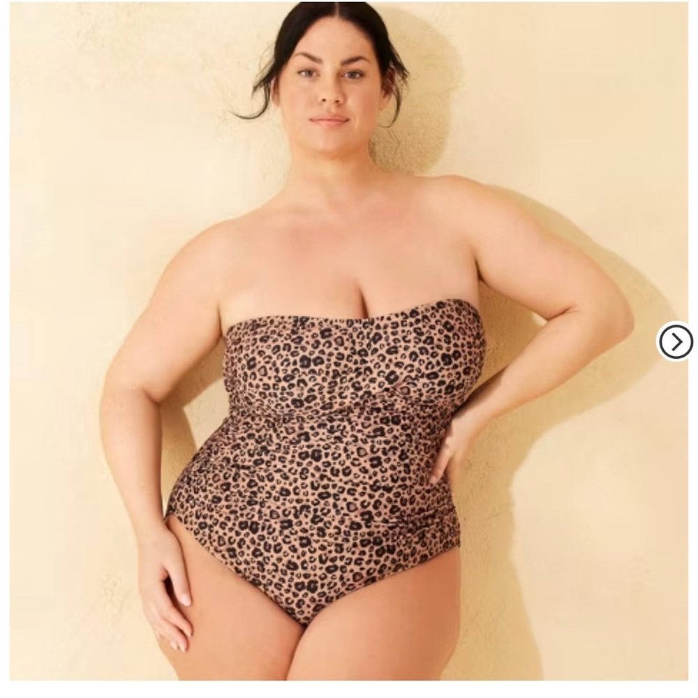 Leopard Print Strapless Swimsuit